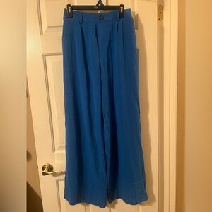 NWOT Sienna Sky Junior’s Blue Wide Leg Pull on Linen Blend Pants Size Large